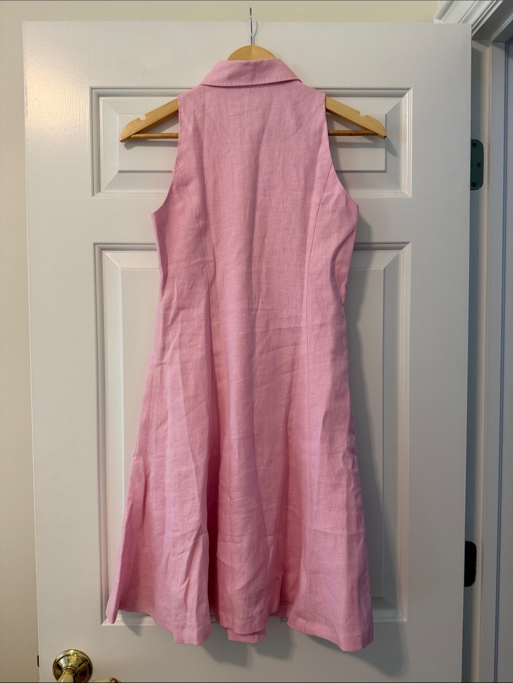 Lauren Ralph Lauren Light Pink Sleeveless linen Button-Front Midi Dress - Picture 3 of 3